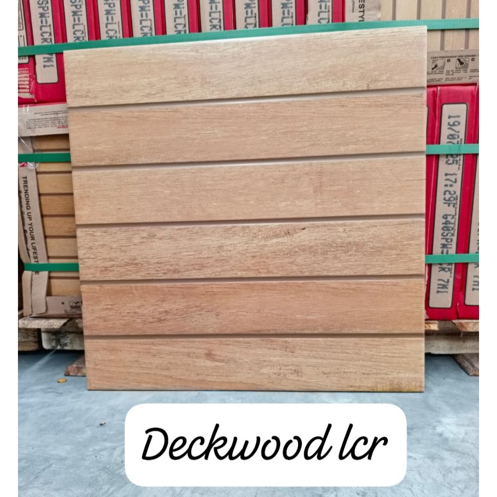 KERAMIK MERK ATHENA TIPE DECKWOOD LCR UKURAN 60X60 PERMUKAAN TEKSTURE MATT MOTIF KAYU UNTUK LANTAI A