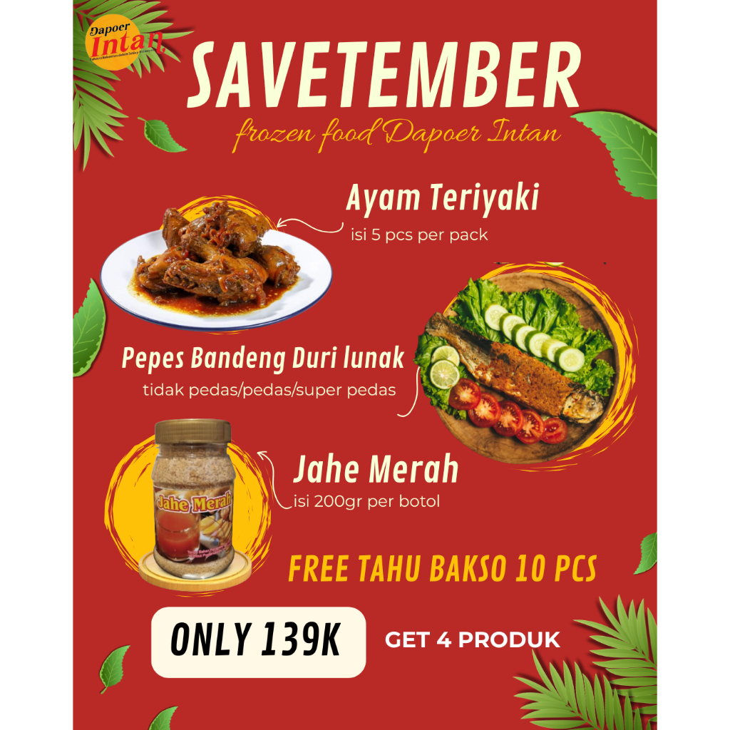 Paket Savetember ayam teriyaki pepes bandeng jahe merah Dapoer intan