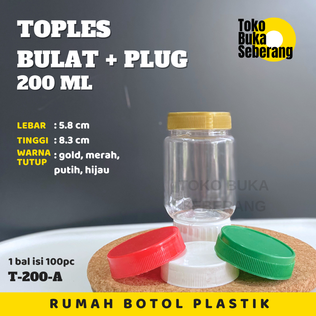 Toples Plastik 200ml Bulat / toples sambal / botol sambal / Jar makanan / Jar bumbu / Toples bumbu
