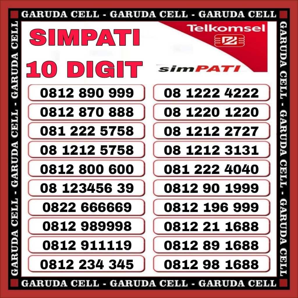 nomor 10 Digit simpati kartu perdana prabayar dari telkomsel jaringan sport 5G 999