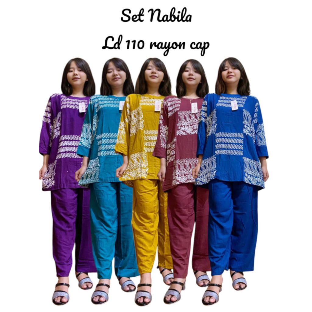 Setelan Babydoll Batik Celana Panjang Lengan Panjang CPLP