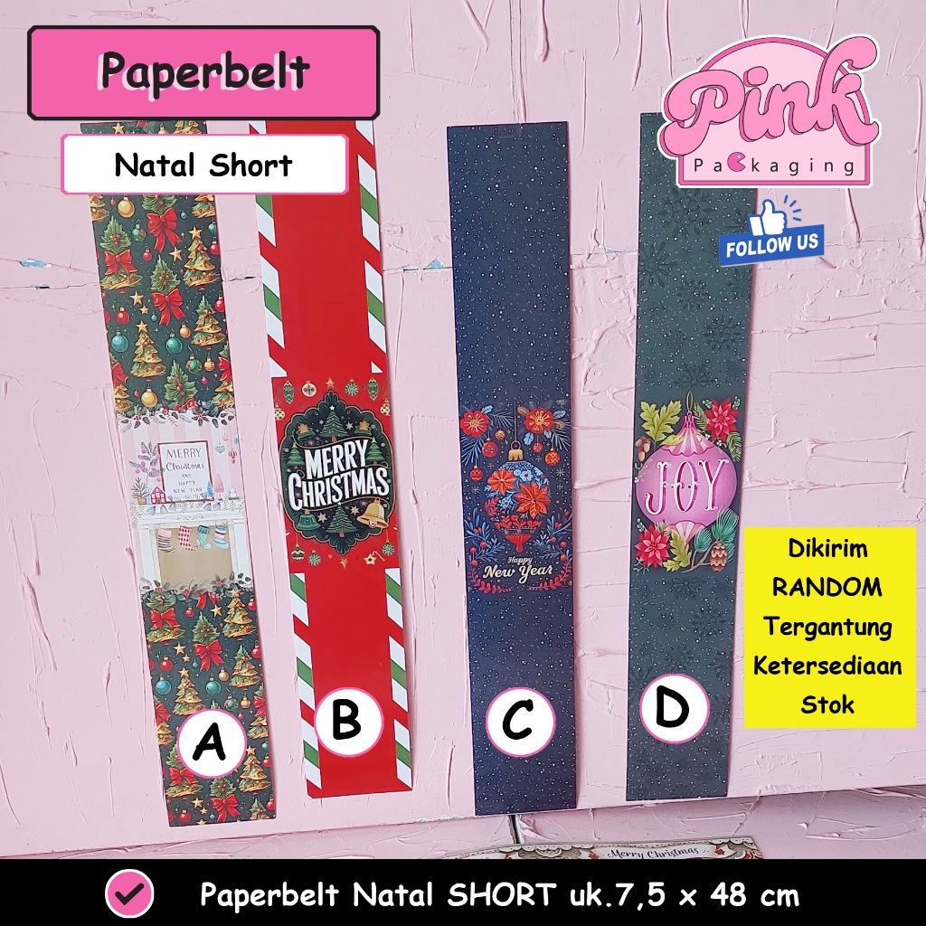 Paper Belt Natal Chritsmas Idul Fitri Happy Birthday Thank You ukuran Ukuran Panjang & Pendek
