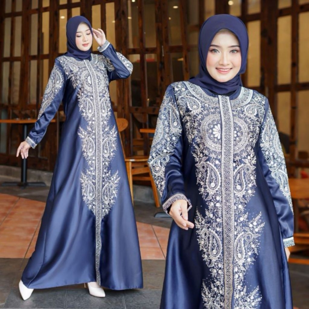 Gamis Mewah Bordir - Gamis Satin Crystal Bordir - Gamis