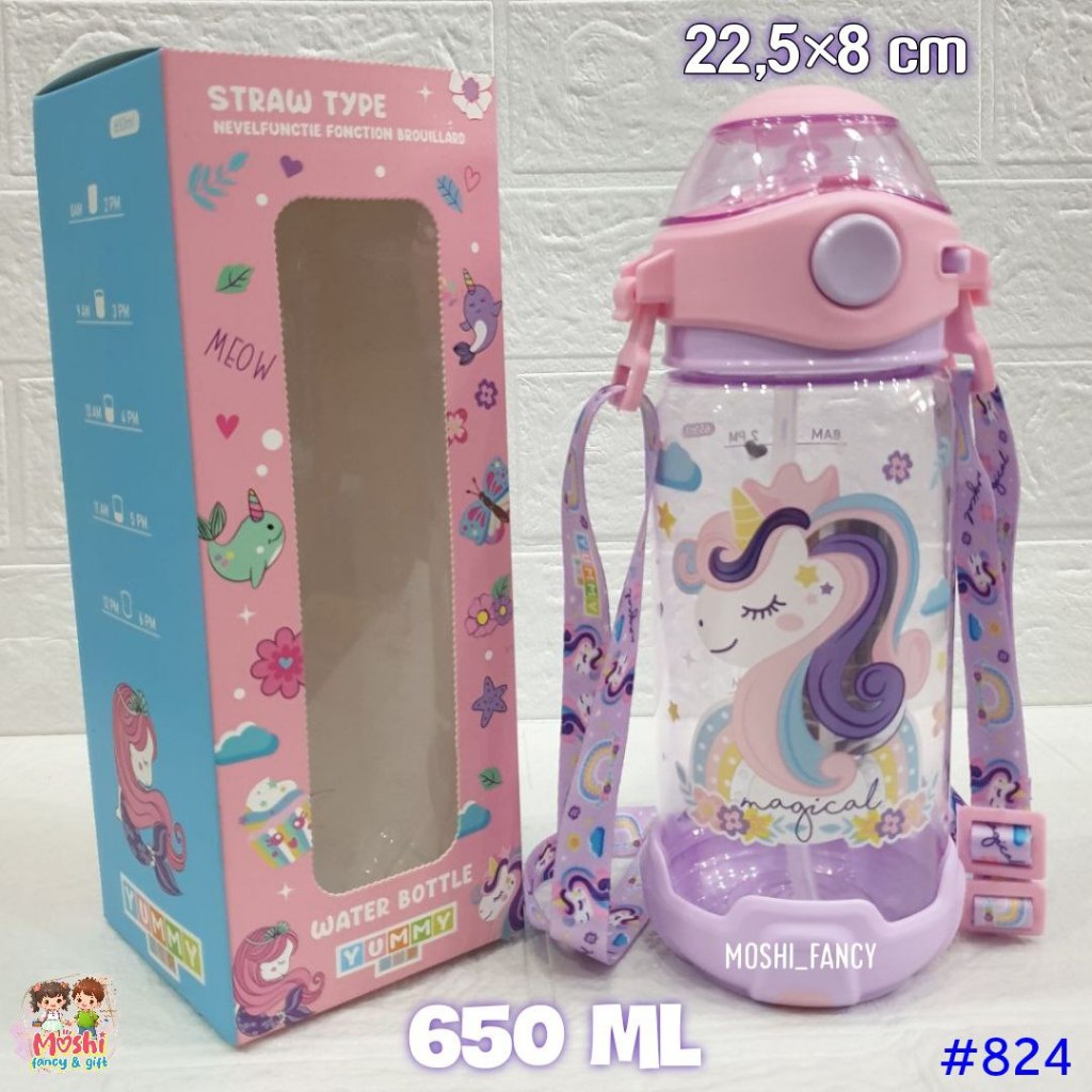 Botol Minum Yummy Sip Original / Botol Minum Karakter Tali 650 ml / Botol Minum Yummy Sip Unicorn / 