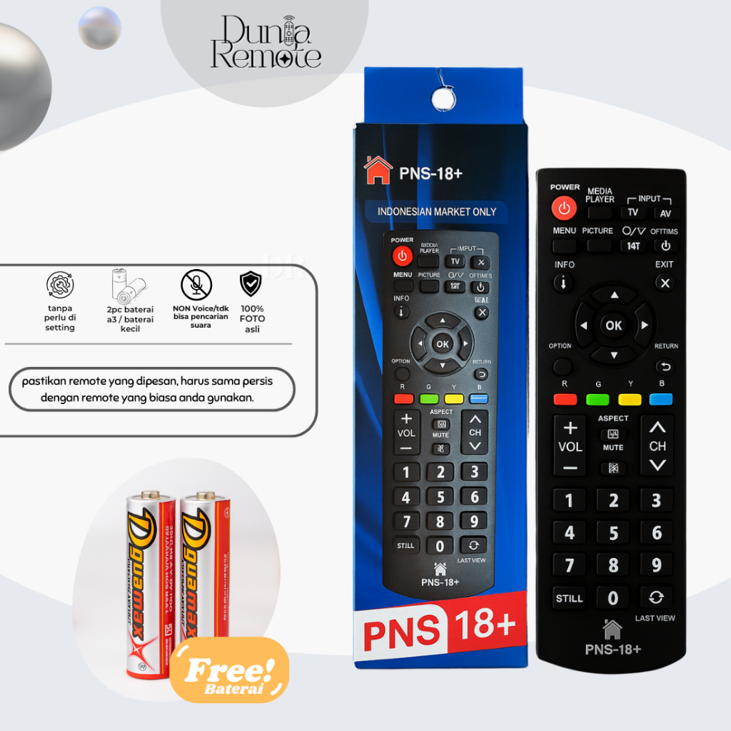 Remote Remote TV PANASONI VIERA LED LCD PNS18+ Multifungsi PENGGANTI REMOT YANG RUSAK