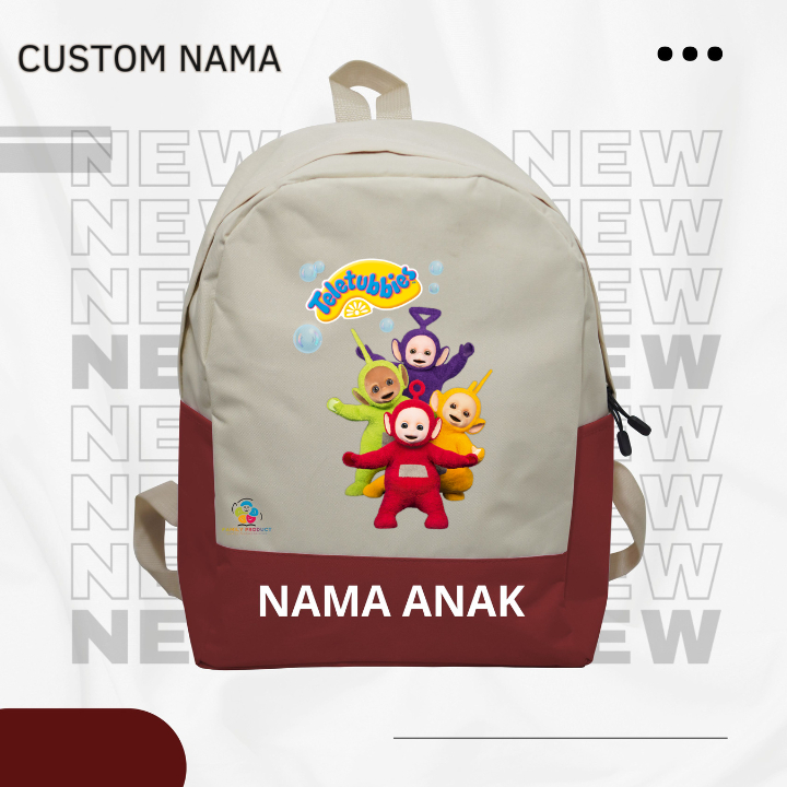 Tas Ransel anak sd tk karakter teletubbies (Free nama)