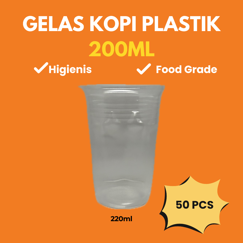 (50PCS) Gelas Cup Plastik Aqua 220ml | Gelas Plastik Bening