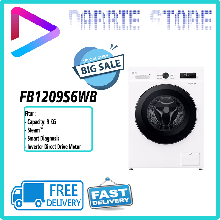 LG FB1209S6WB MESIN CUCI FRONT LOADING 9 KG FB1209 1209S6WB FB1209S6WB