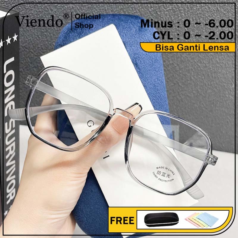 Viendo Kacamata Minus Photocromic Silinder Wanita Pria Frame Anti Radiasi Blueray Kaca Mata Optik