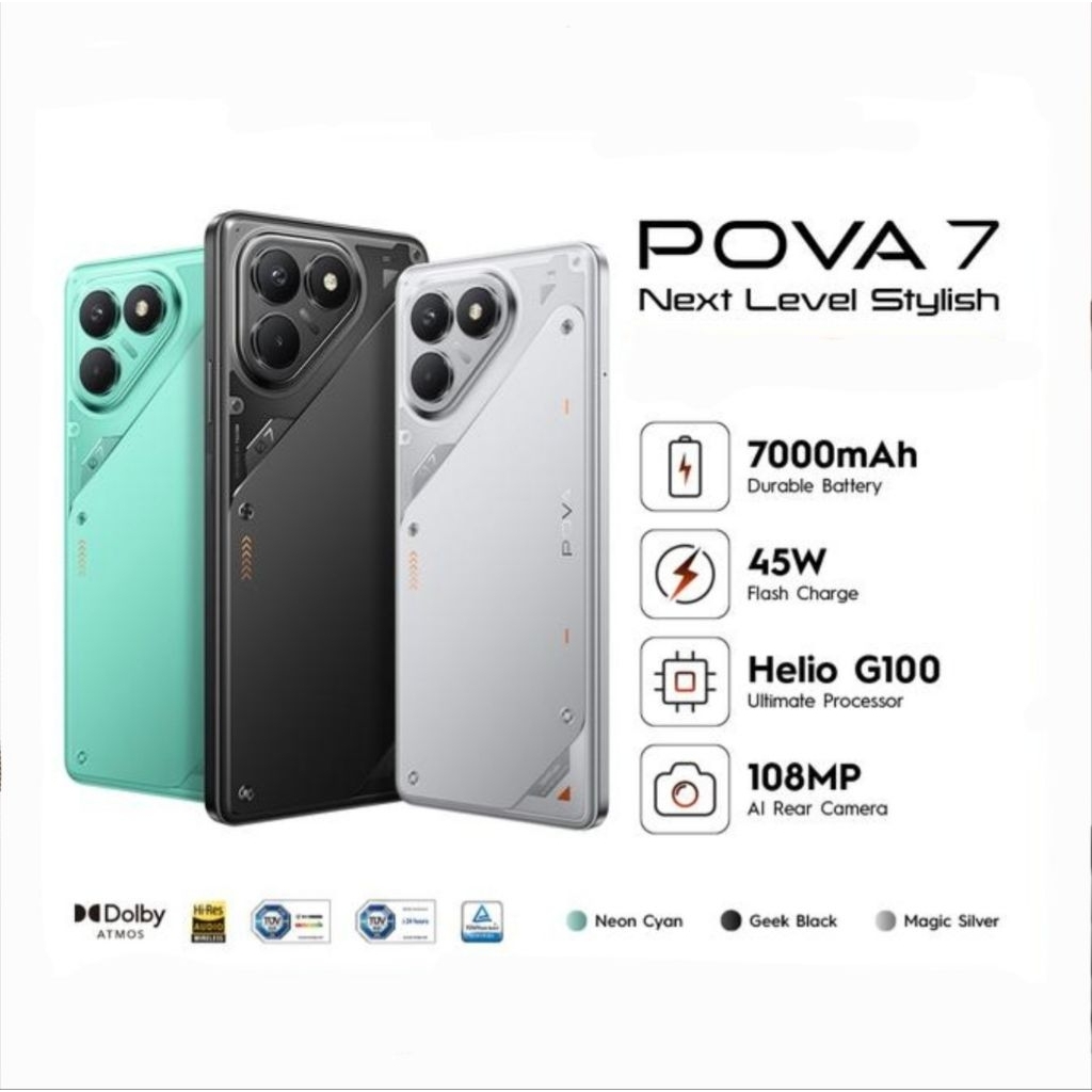 Tecno Pova 7 4G 5G 128GB 256GB -Garansi Resmi