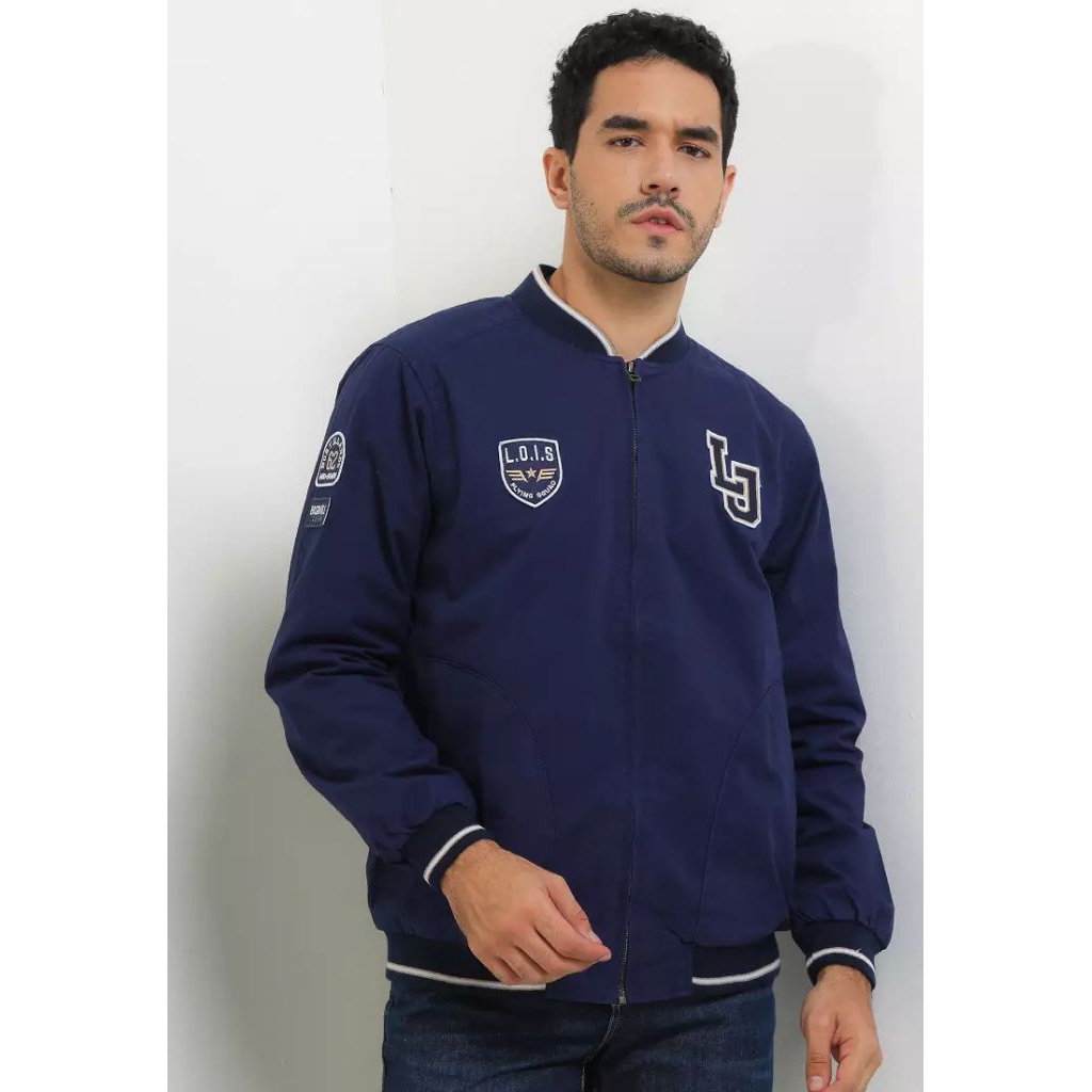 Cotton Twill Jacket MJF190NV JAKET BOMBER PRIA NAVY BIRU LOIS ORIGINAL