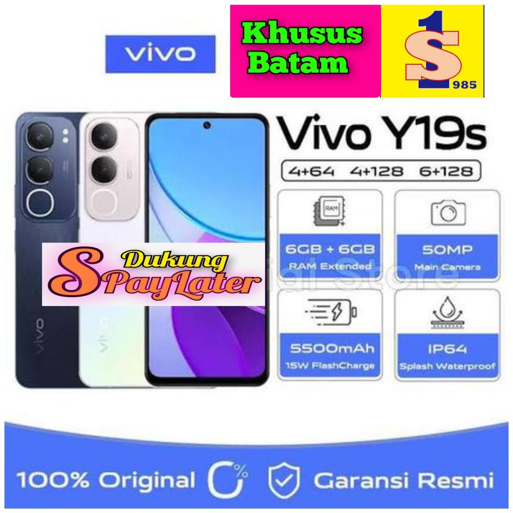 VIVO Y19S RAM 4GB-6GB/64GB-128GB 5500mah Ip64 Fastcharging 15w Garansi Resmi (KHUSUS BATAM)