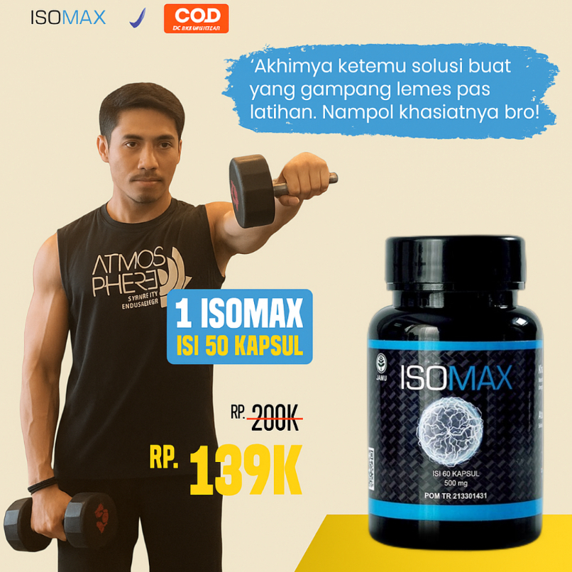 ORIGINAL Isomax Kapsul Penambah dan Pembentuk Massa Otot Suplemen Gym Kapsul Penambah Stamina Tubuh