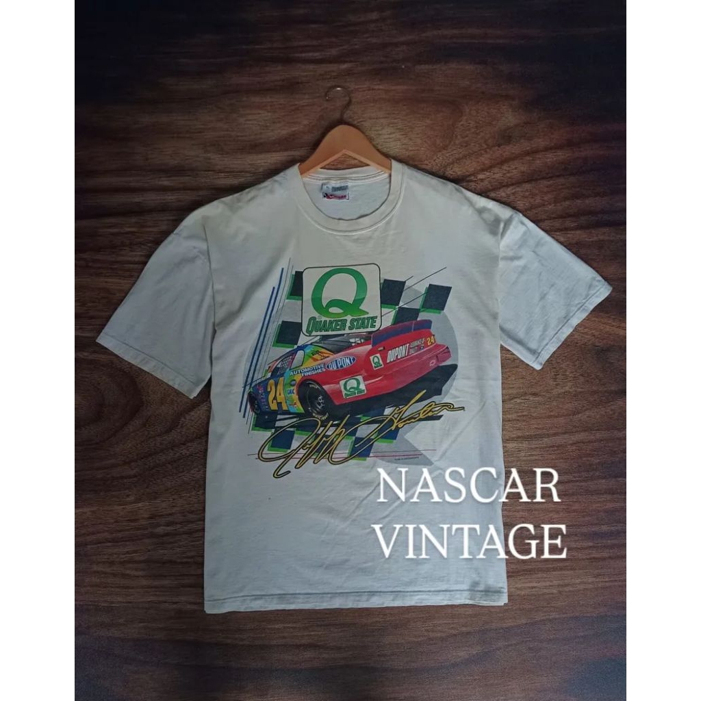 T-SHIRT KAOS NASCAR QUAKER STATE VINTAGE USA FULL PRINT BUILT UP ©1999 JG MOTORSPORTS