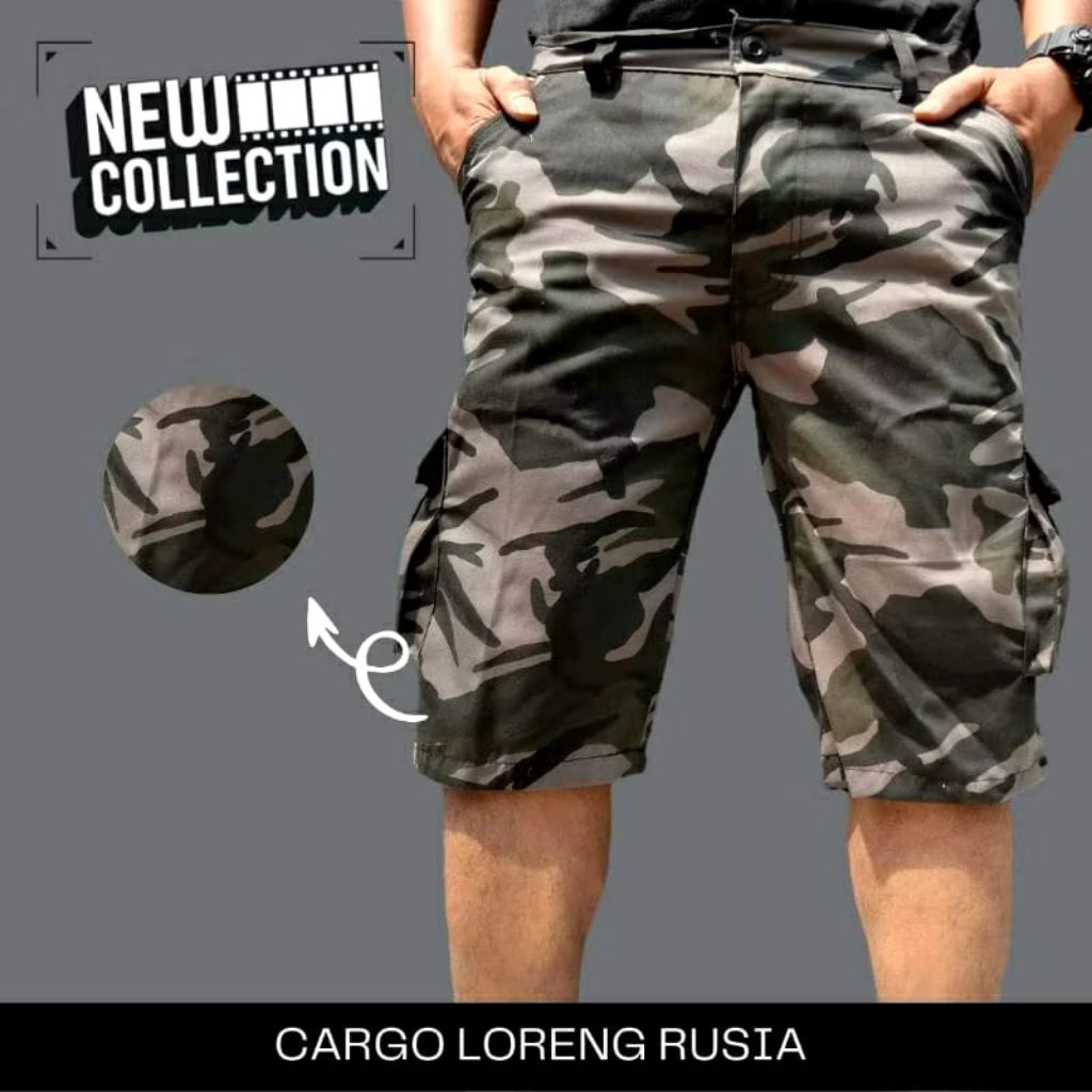 Celana Cargo Pendek Pria Outdoor Santai Motif Loreng Celana Pendek Kimpol Army Loreng | Celana Cargo