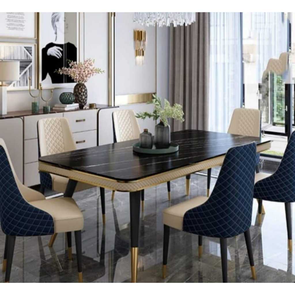 Meja Makan Marmer set 6 kursi