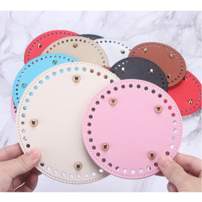 Alas tas rajut kulit sintetis tebal BULAT - tatakan tas rajut bahan kulit