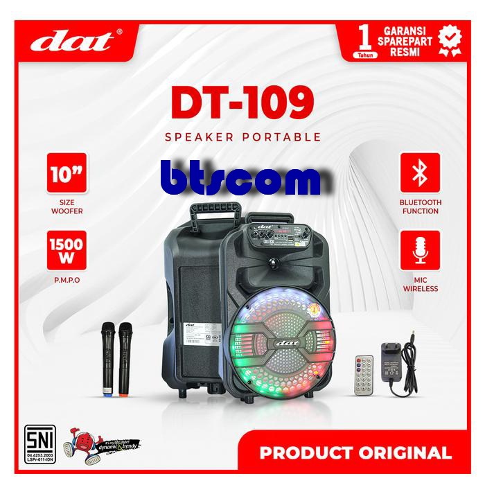 DAT Speaker Portable DT 109 10 Inch 2 Bluetooth Mic