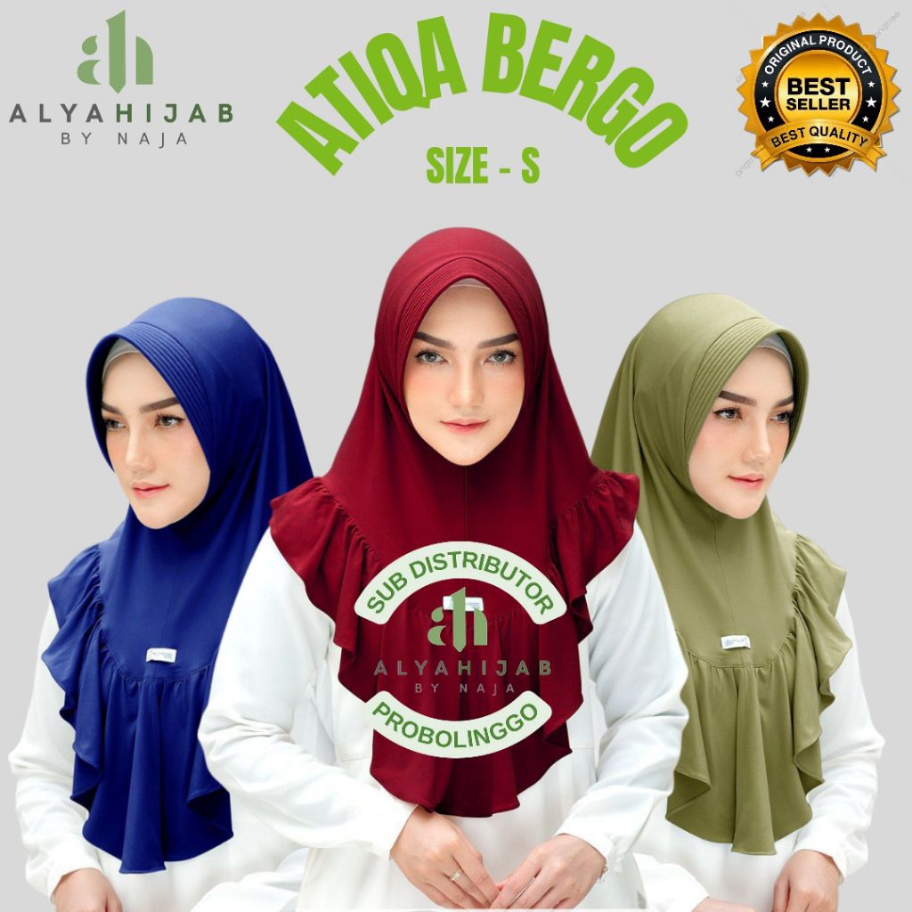 Atiqa Bergo size S - Alyahijab by Naja Bergo Instan Bahan Jersey HQ