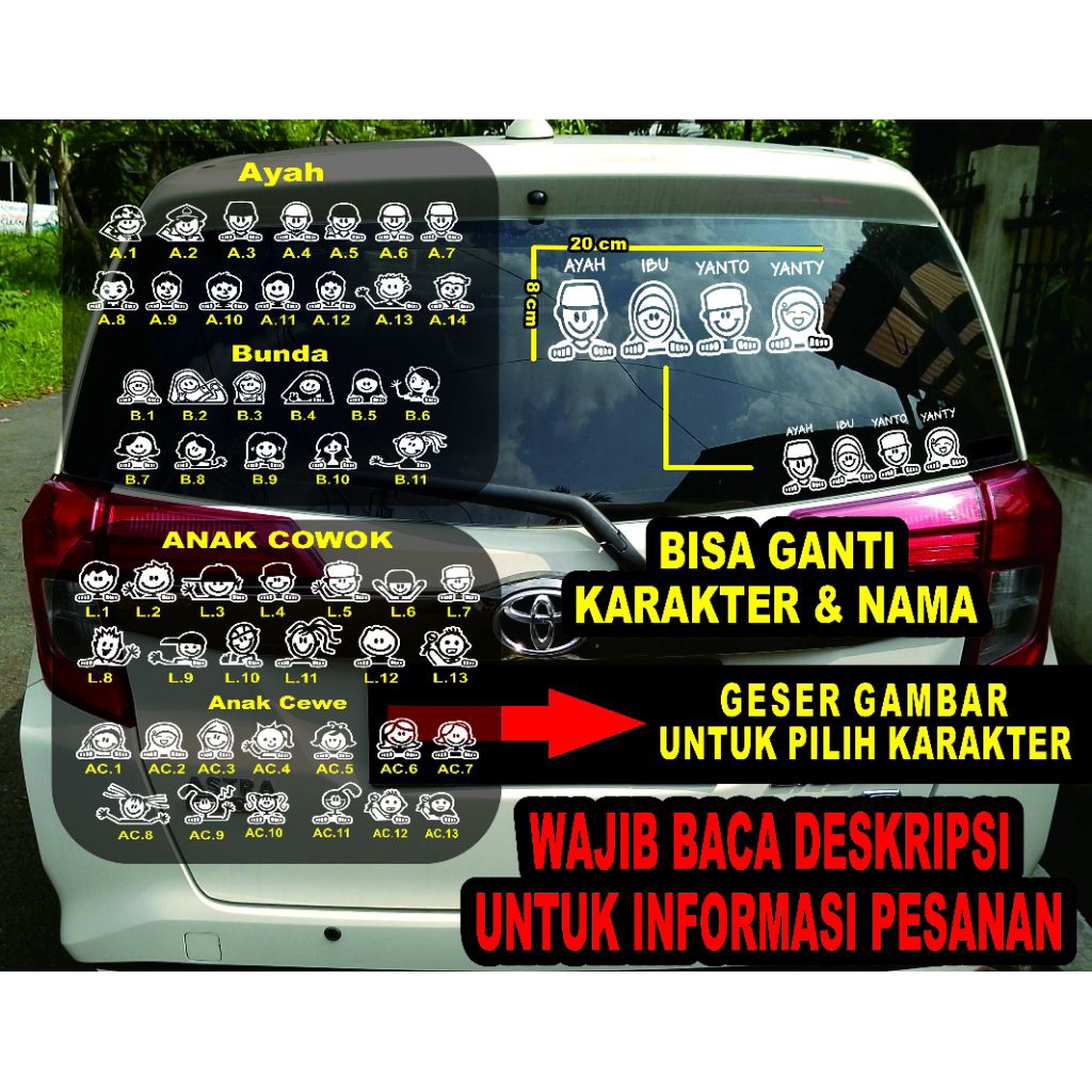 stiker hapy family new design/untuk kaca belakang mobil