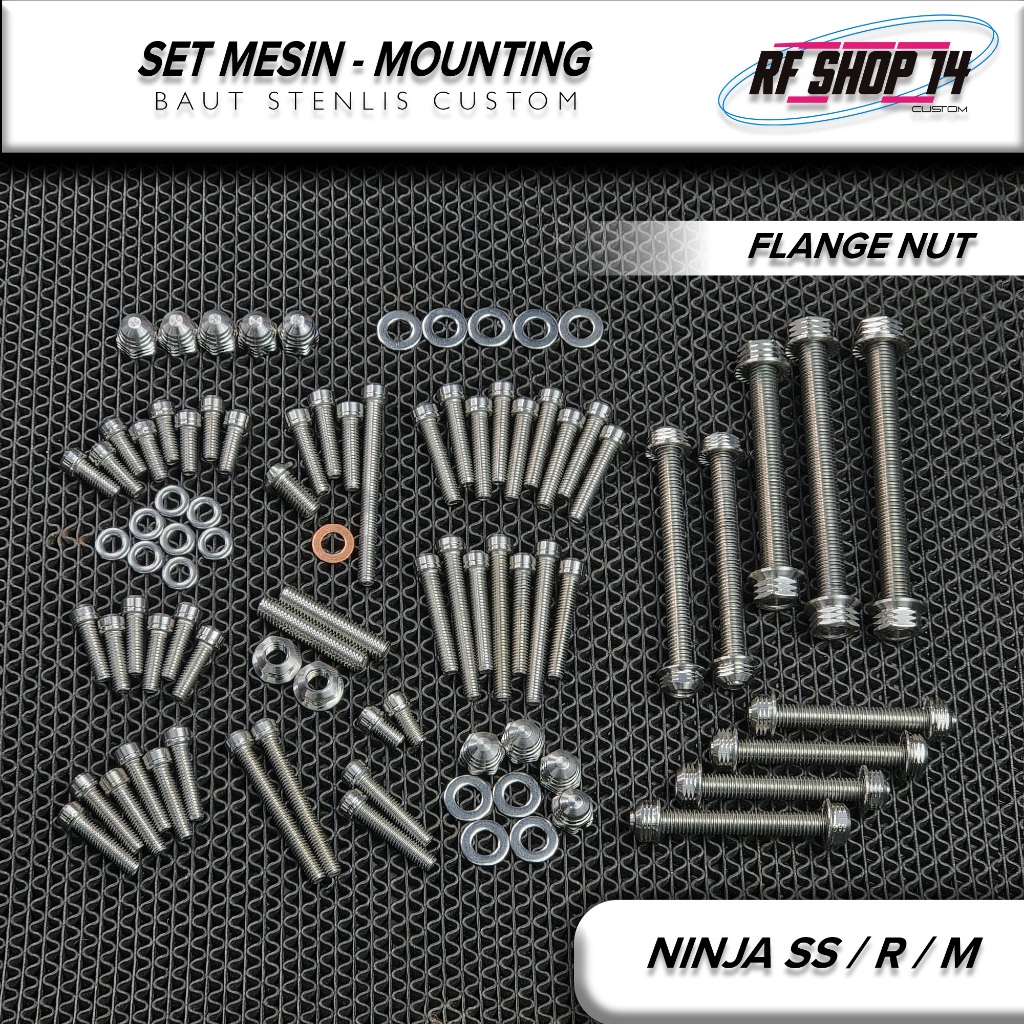 BAUT SET CUSTOM MESIN & ENGINE MOUNTING NINJA SS R M STENLIS CUSTOM CNC BUBUT