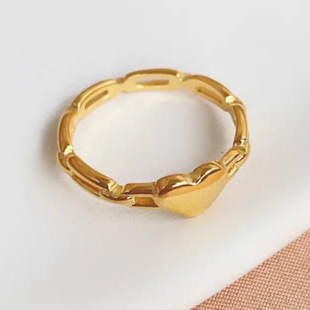 C92 Cincin Titanium Premium Wanita Lapis Emas 18 KGP