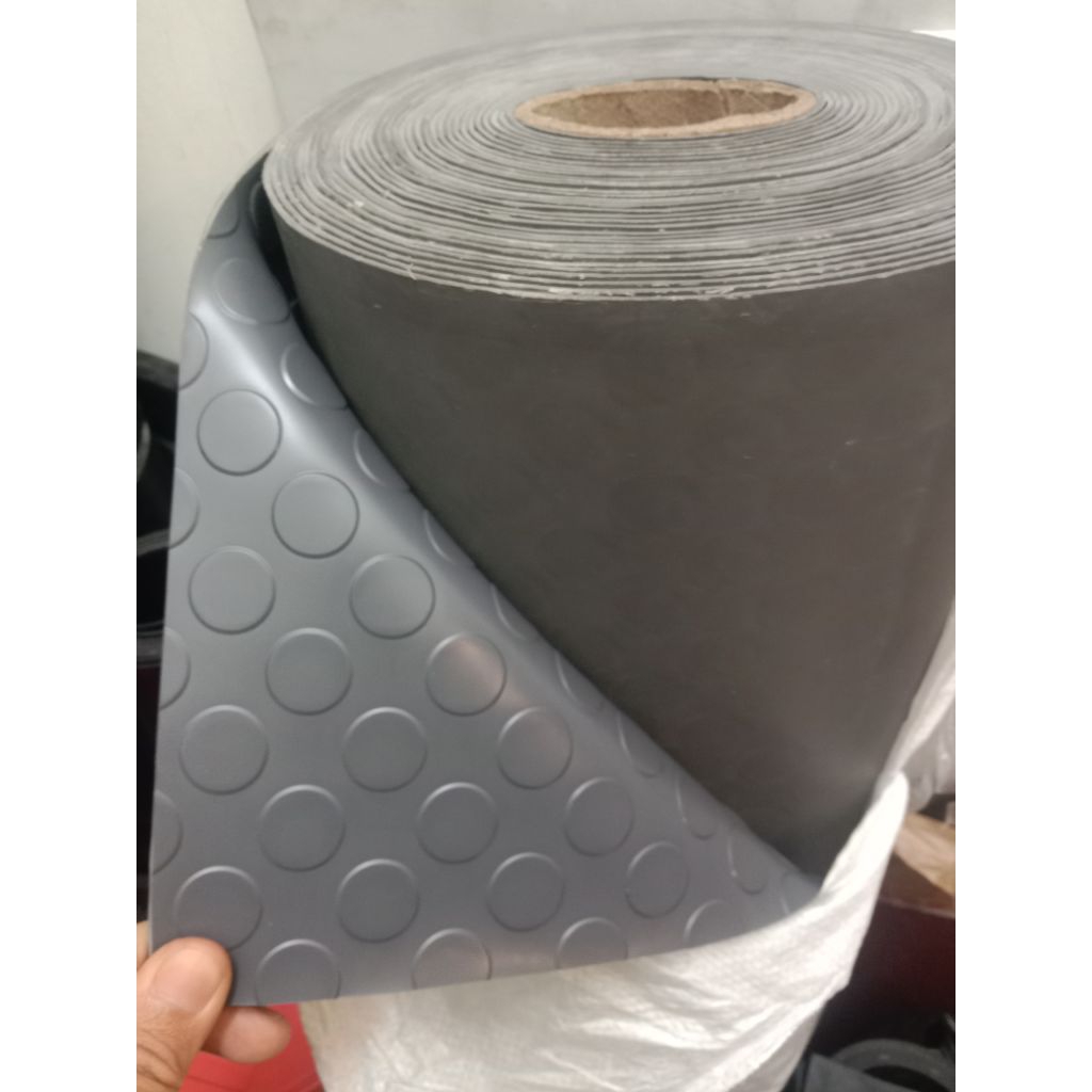 karpet lantai anti slip motif koin abu2 tebal 2mm 1,2m x 100cm