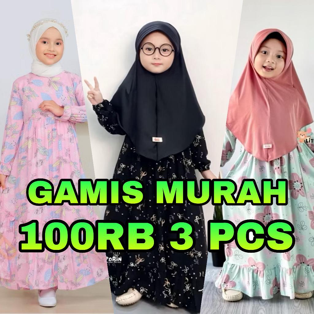Gamis Anak 3 Pcs 100RB Murah Kekinian || Gamis Anak 3 Pcs 100RB Nyaman Kekinian