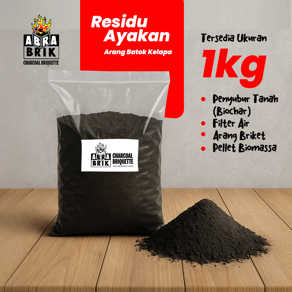 Biochar Residu  Bubuk Arang Aktif Batok Kelapa