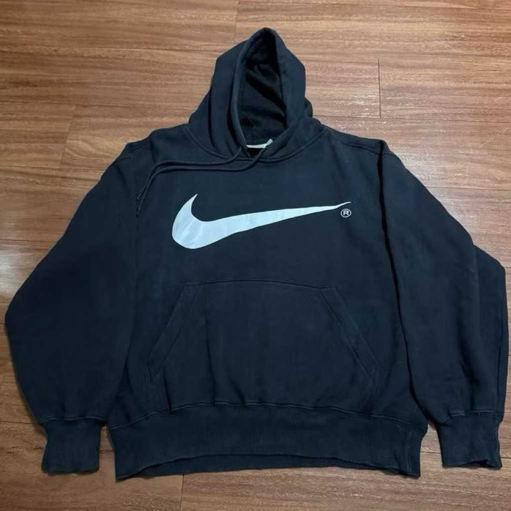 Hoodie Nike Big Swoosh Hitam Boxy Original Second