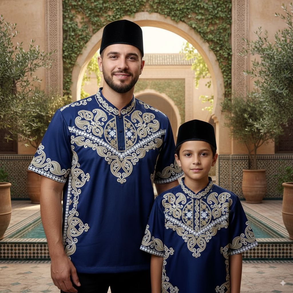 Atasan Koko Bordir Corneli Timbul Lengan Pendek Full Bordir Koko Muslim Dewasa Koko Muslim Anak Mewa