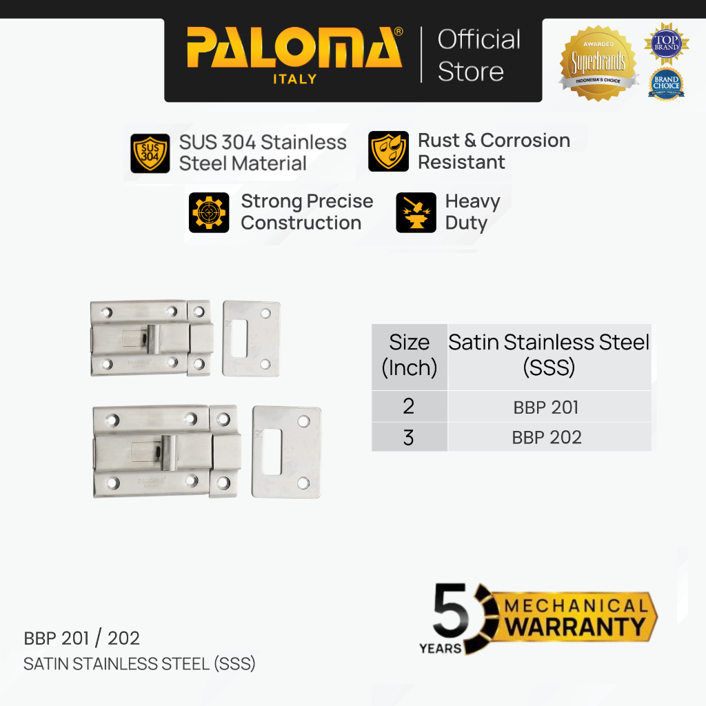 Paloma Barrel Bolt Slot Jendela Pintu Grendel Gerendel Window Door Stainless Steel Sus 304 Sus304 2
