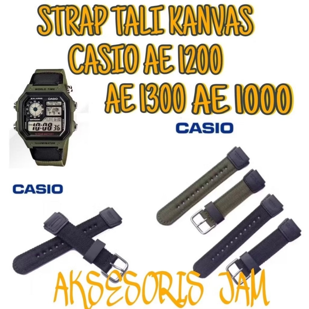 Strap Tali Kanvas Jam Tangan Casio AE1000 AE1200 W-218 W219 AE 1000 AE 1200 W-219 Strap Nilon Kanvas