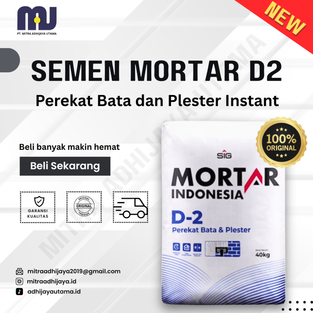 MORTAR INDONESIA SEMEN D2 PEREKAT BATA DAN PLESTER INSTAT 40 KG