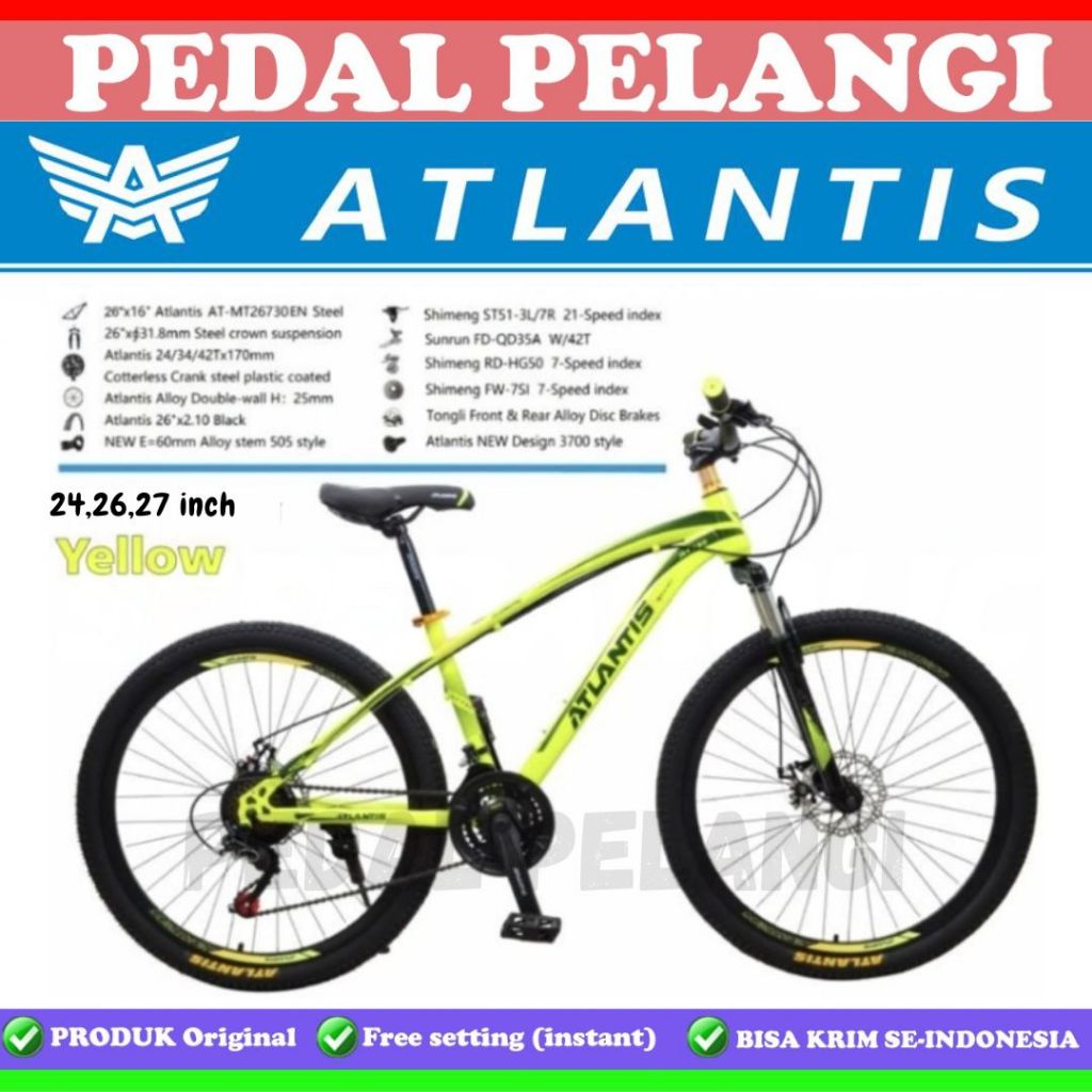 Sepeda Gunung Atlantis MTB 24 26 inch 735 dan 27,5 inch 730 Diskbrake 21 speed