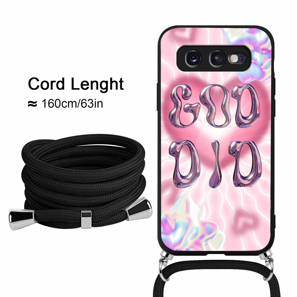 Case Glass Akrilik + TALI  For SAMSUNG S10E - case hp - case akrilik  SAMSUNG S10E - Casing Handphon