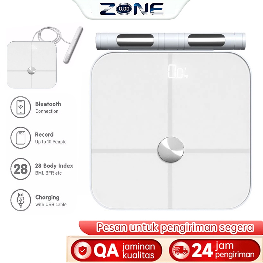 Timbangan Badan Digital Body Fat BMI Android/iOS / Timbangan Badan BMI Digital Scale Kaca Pengukuran