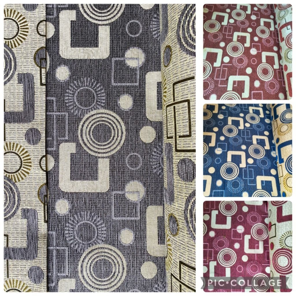 Kain Sofa Motif Kotak Bulat // Bahan Chenil Kursi Sofa // Kain Sofa Meteran