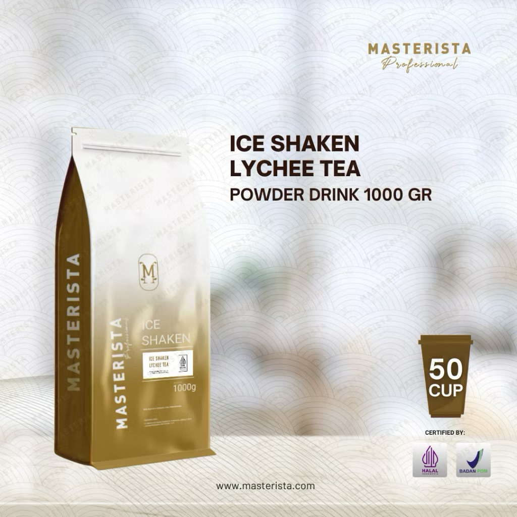 Ice Shaken Lychee Tea Masterista / Bubuk Minuman Masterista Lychee Tea 1kg / Bubuk Minuman Rasa Leci