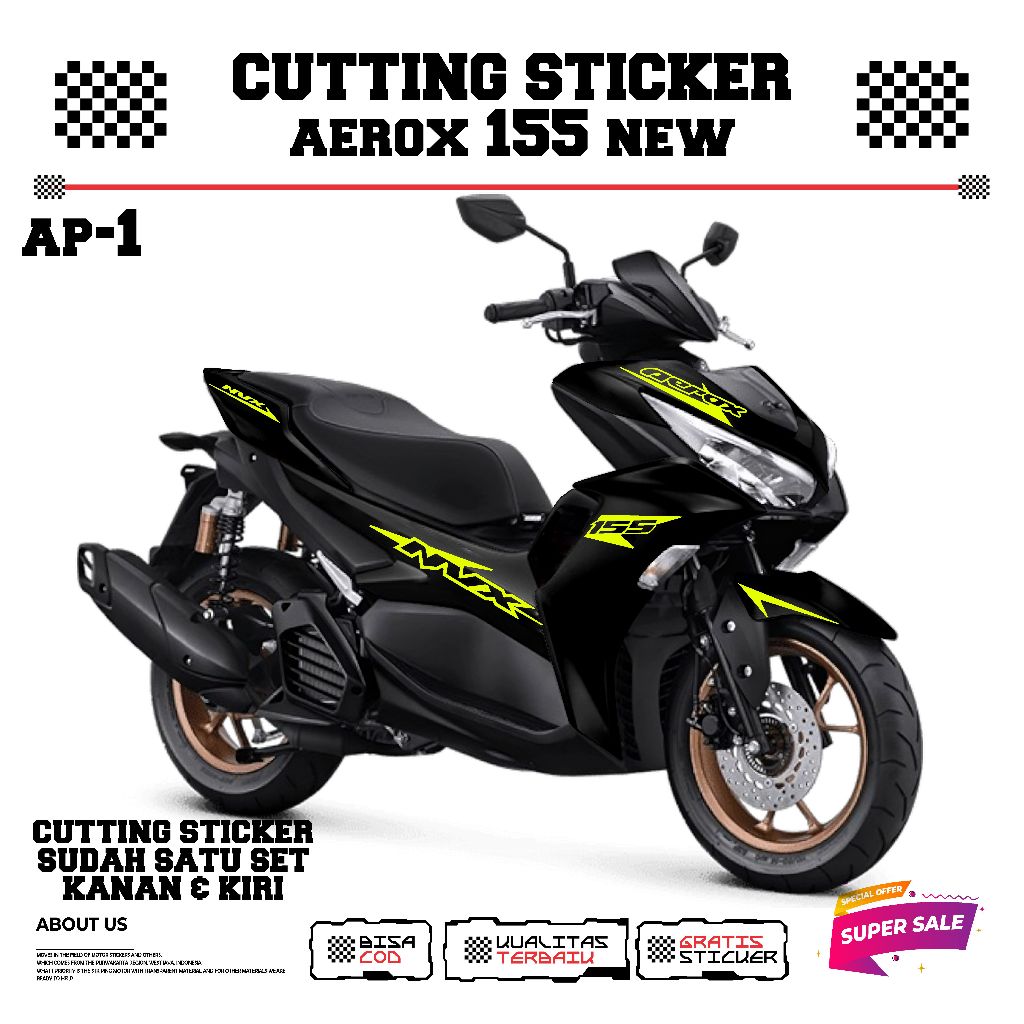 STICKER CUTTING VARIASI AEROX NEW 155 LIS MINIMALIS SIMPLE KEREN CUTTING STICKER