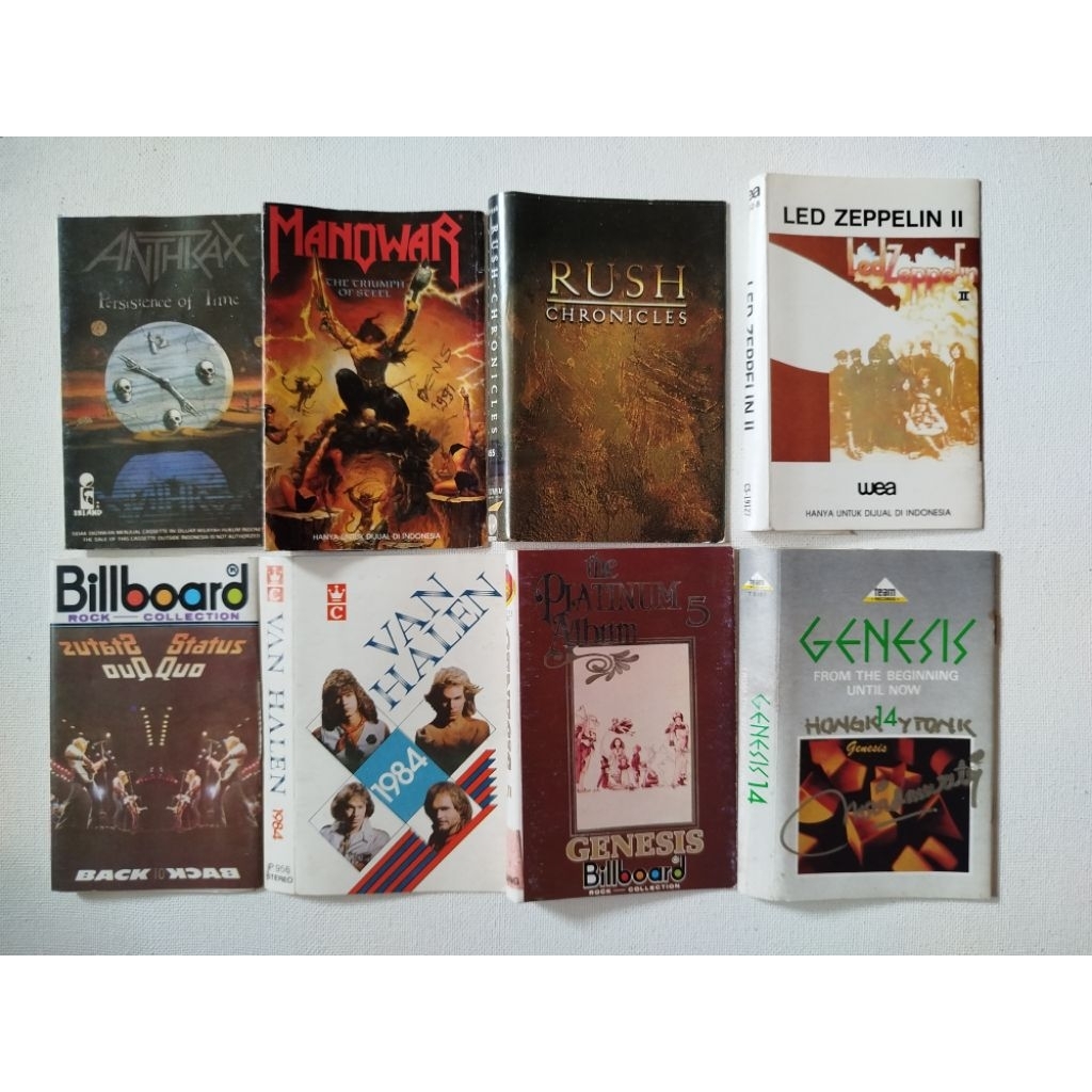 COVER KASET PITA ANTHRAX MANOWAR RUSH LED ZEPPELIN STATUS QUO VAN HALEN GENESIS - 8 COVER