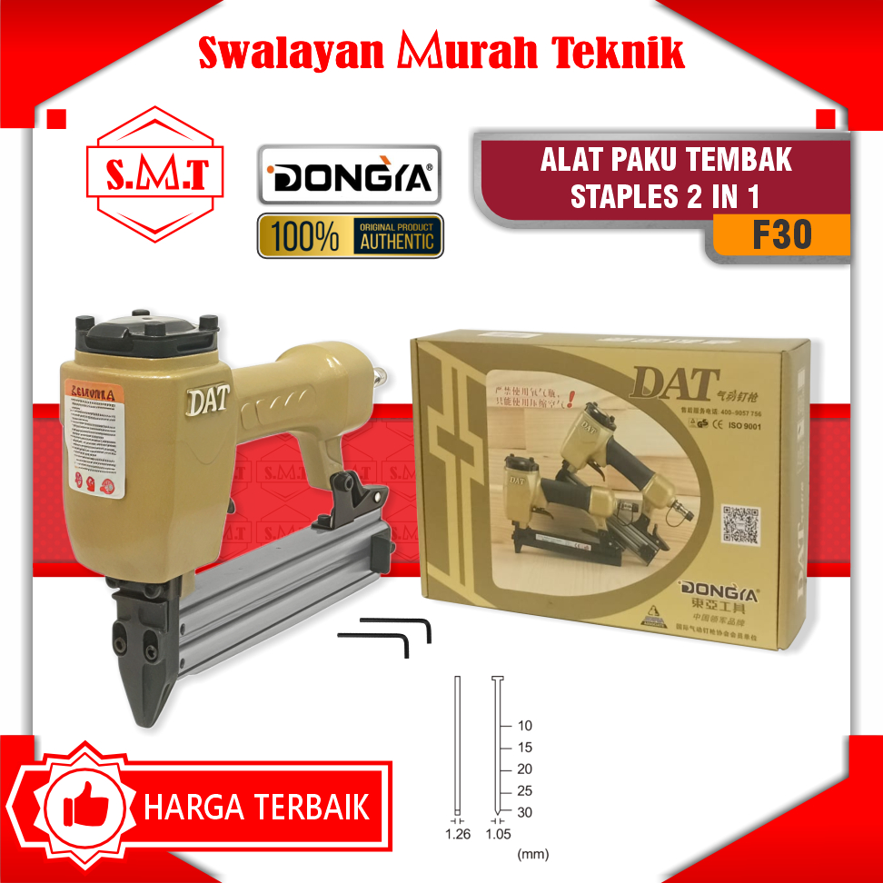 Alat Tembak Paku Angin DAT F30 Air Brad Nailer DONGYA Model Lurus