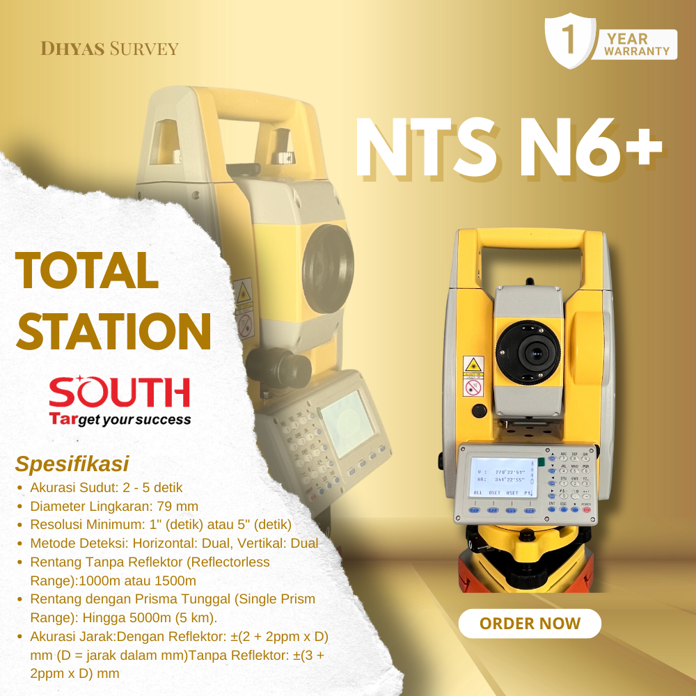 Total Station South NTS N6 Plus Reflectorless 1000m Total Station South NTS Terbaru 2025