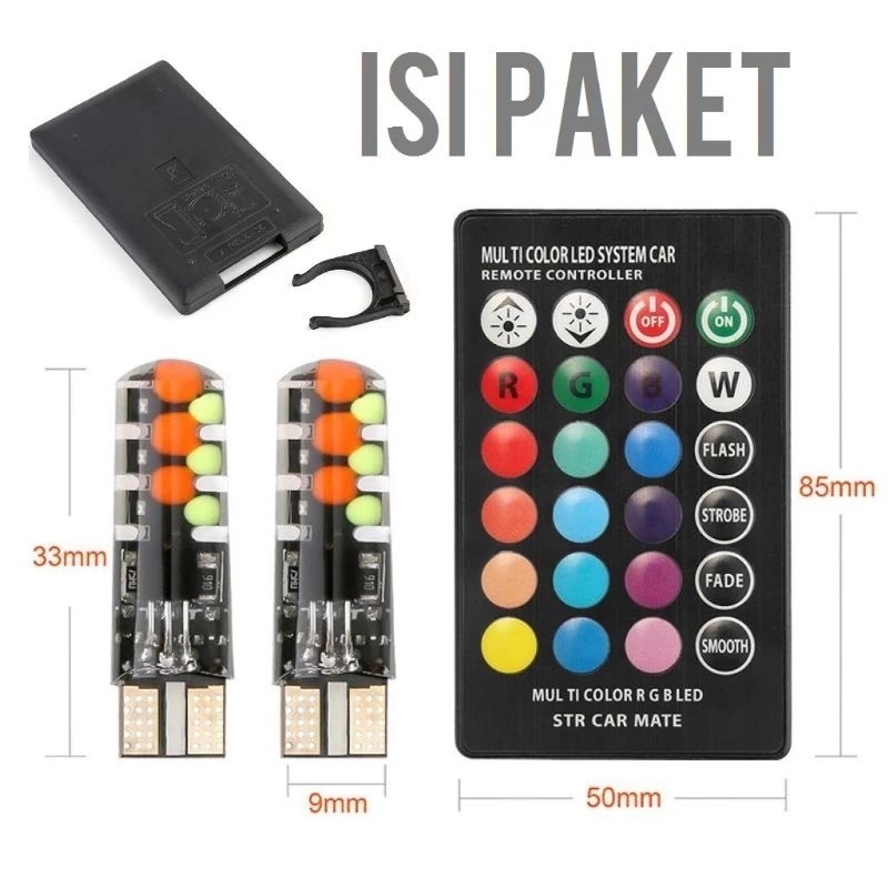 4J LED SEIN REMOT COB MAHAL Kedip RGB Grade A Lampu Sein Senja T10 Remote Motor Mobil