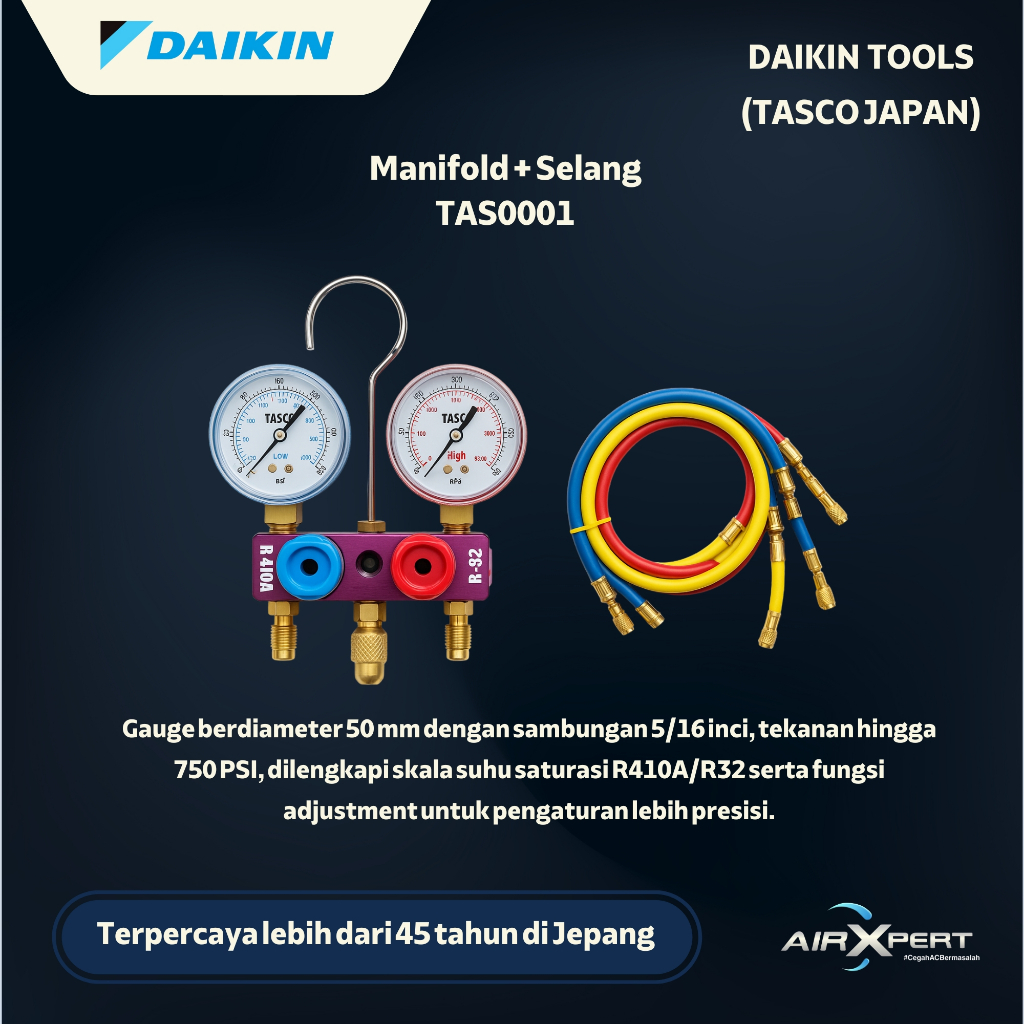 Tasco Small Gauge Manifold with Hose (Manifold + Selang)