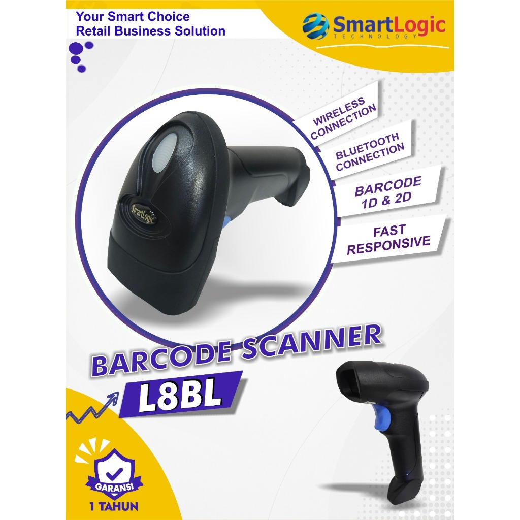 Scanner Barcode Smartlogic L8BL Scanner Wireless Bluetooth 1D & 2D