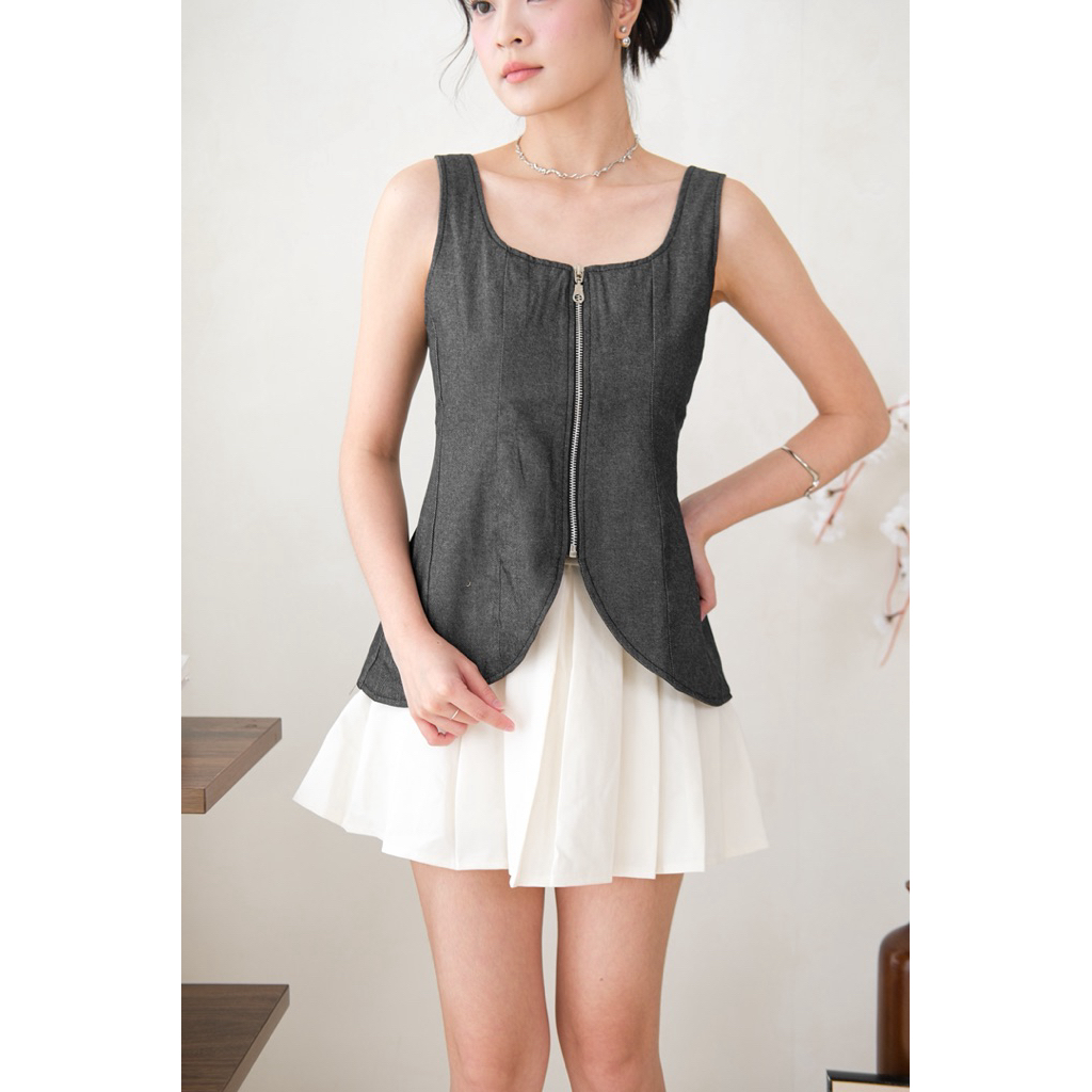 (Mirea) Lyra |  Denim Top Wanita Sleeveless Premium (No More Restock)