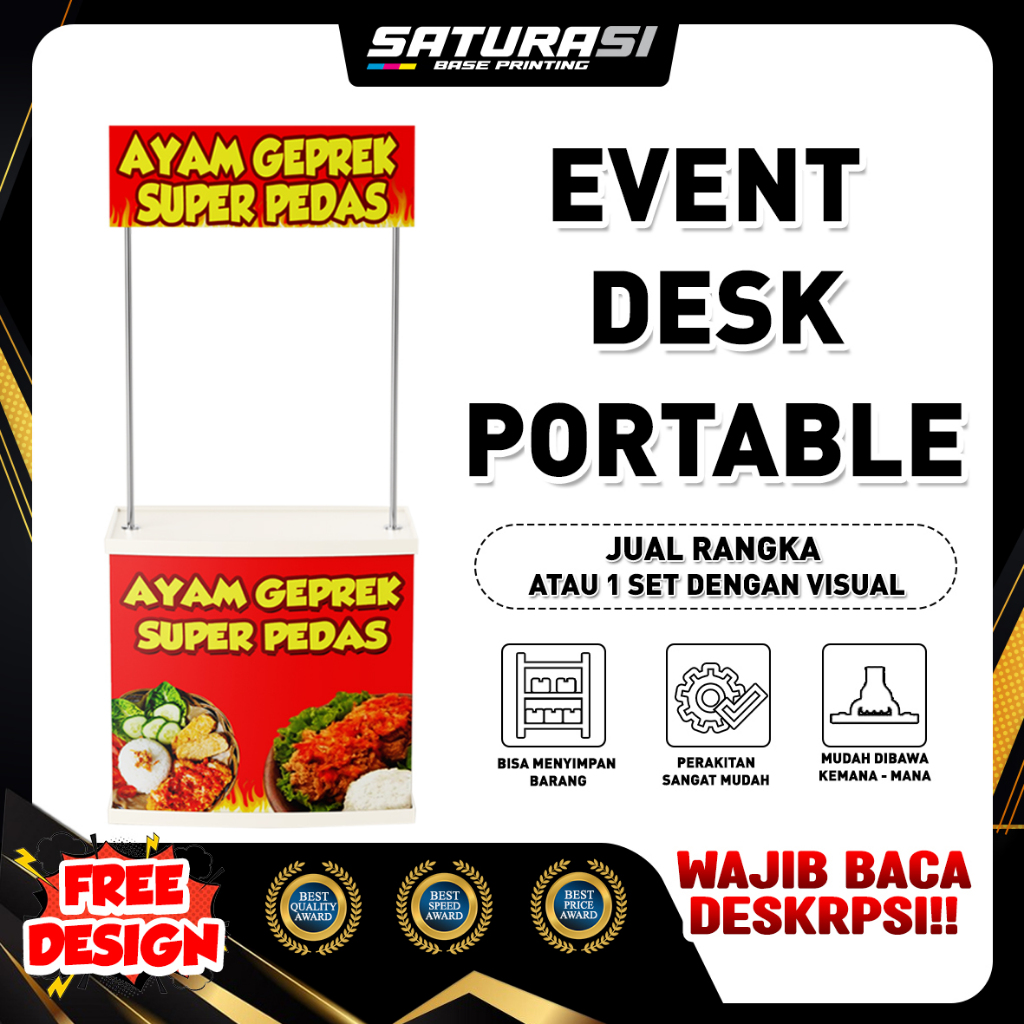 PROMOTION DESK [MURAH] Event Desk Pop Up Table Meja Display | Cocok untuk Bazar / UMKM FREE DESAIN