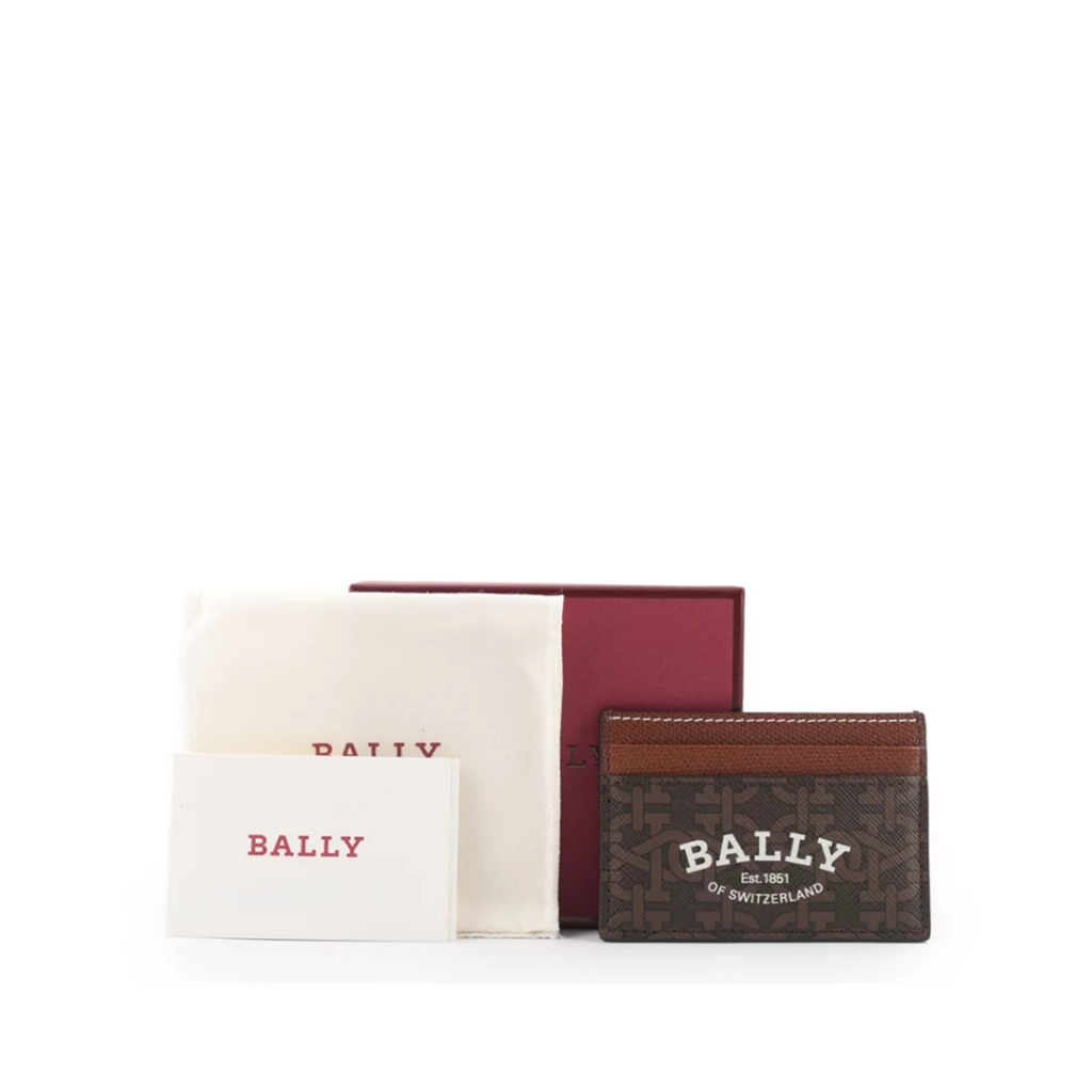 Bhar B Monogram Coated Canvas 4 Card Business Card/Card Holder Brown