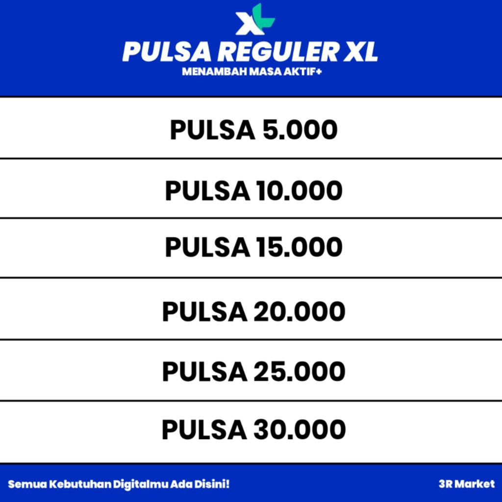 PULSA XL 5K 10K 15K 20K 25K 30K Reguler Termurah 5000 Rupiah
